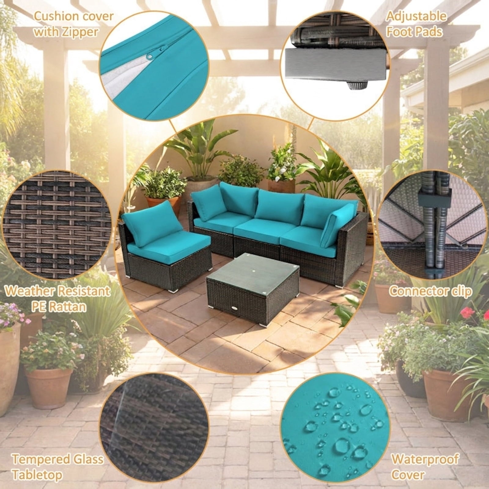 Biotree PE Wicker Outdoor Daybed with 4-Level Adjustable Backrest and Storage Ottoman Outdoor Conversation Set for Garden Backyard PorchWhite