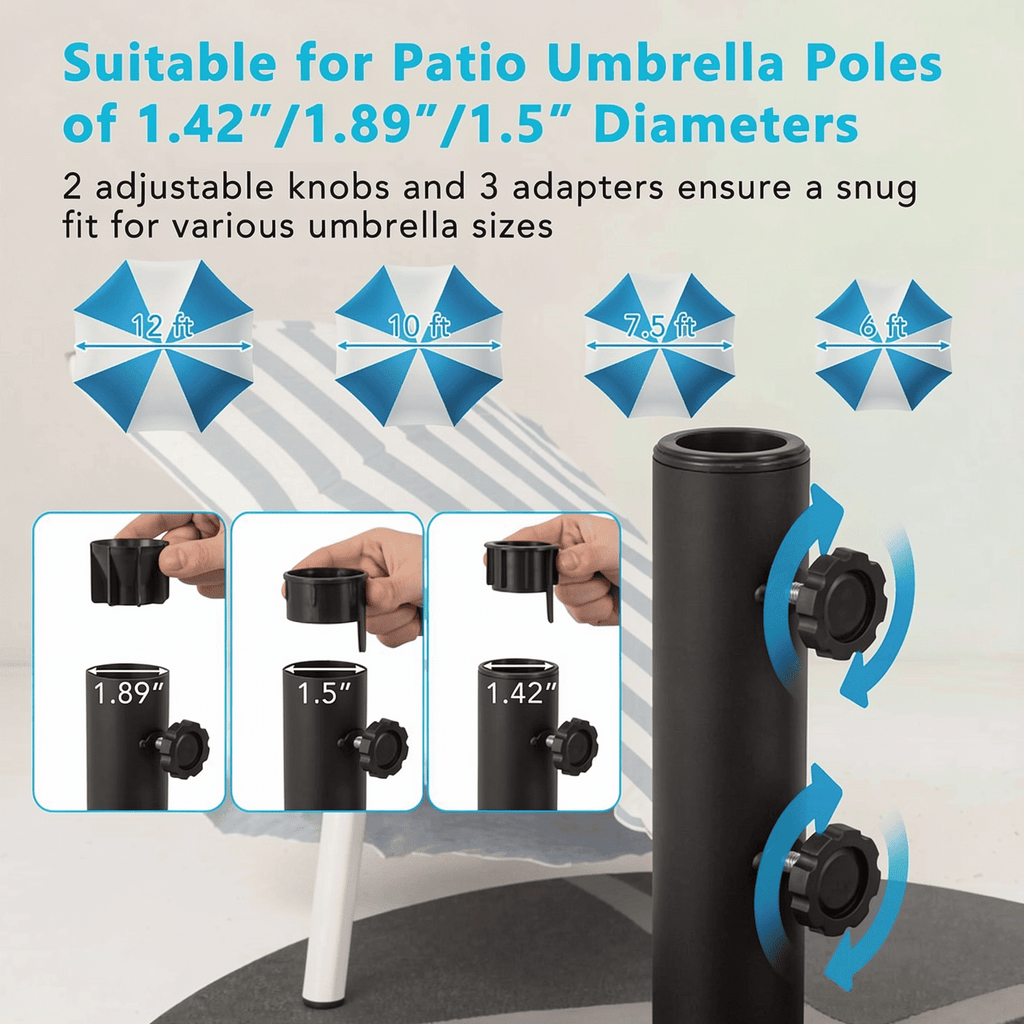 Biotree Patio Umbrella Base 88LBS Capacity Water and Sand Fillable Market Table Umbrella Stand-Black