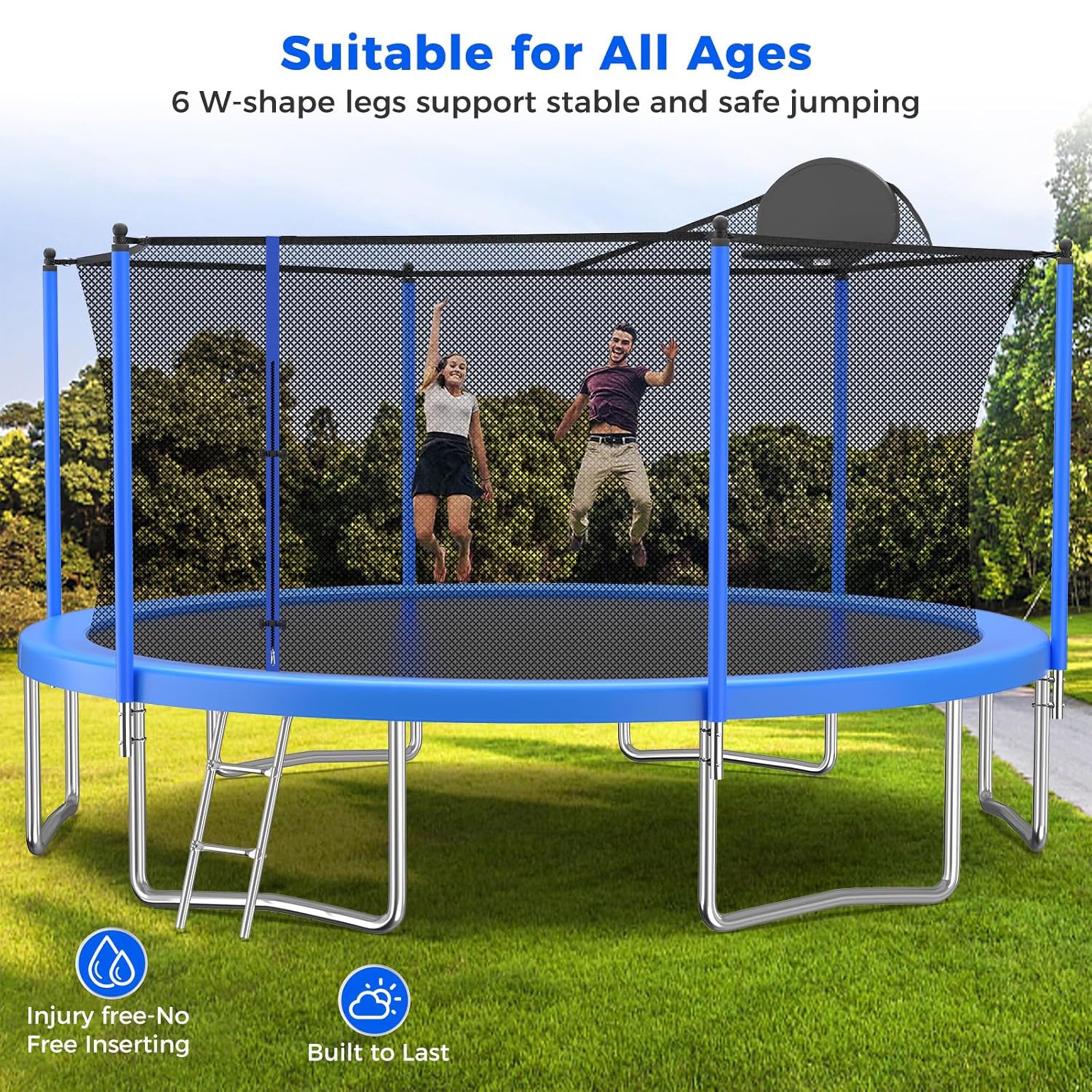Biotree 14 FT Trampoline for Kids and Adults, Outdoor Trampoline with Basketball Hoop Safety Enclosure Net,Large Load Capacity Heavy-Duty Jumping Trampoline for Boys and Girls