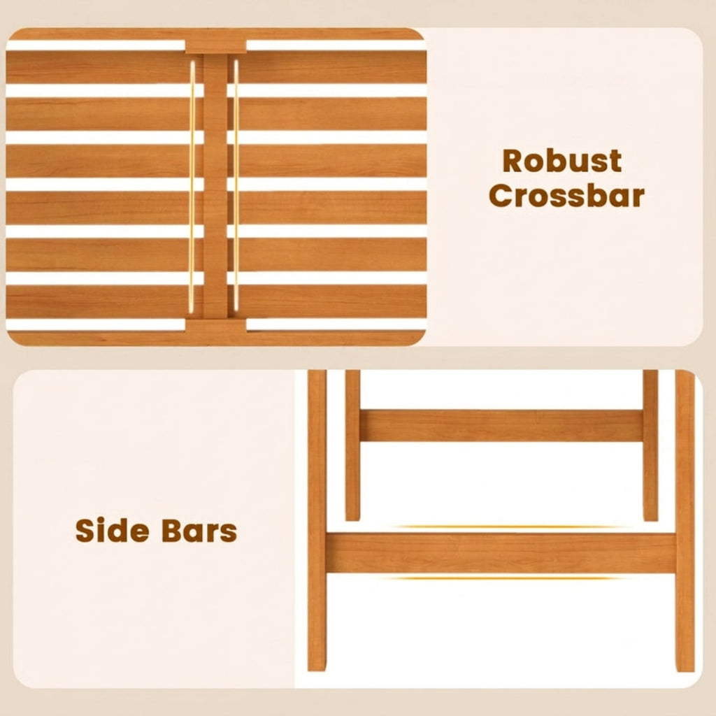 Biotree Acacia Wood 2-Person Patio Loveseat with Backrest and Armrests for Porch Stackable Patio Chair for Garden BackyardNatural