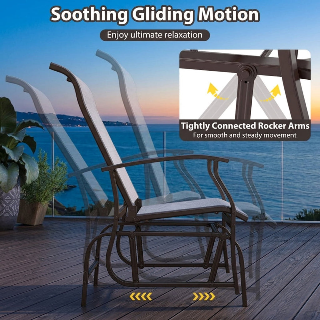 Biotree Outdoor Glider Chairs Set of 2 with Ergonomic Backrest and Seat Stackable Patio Chair for Garden BackyardBeige