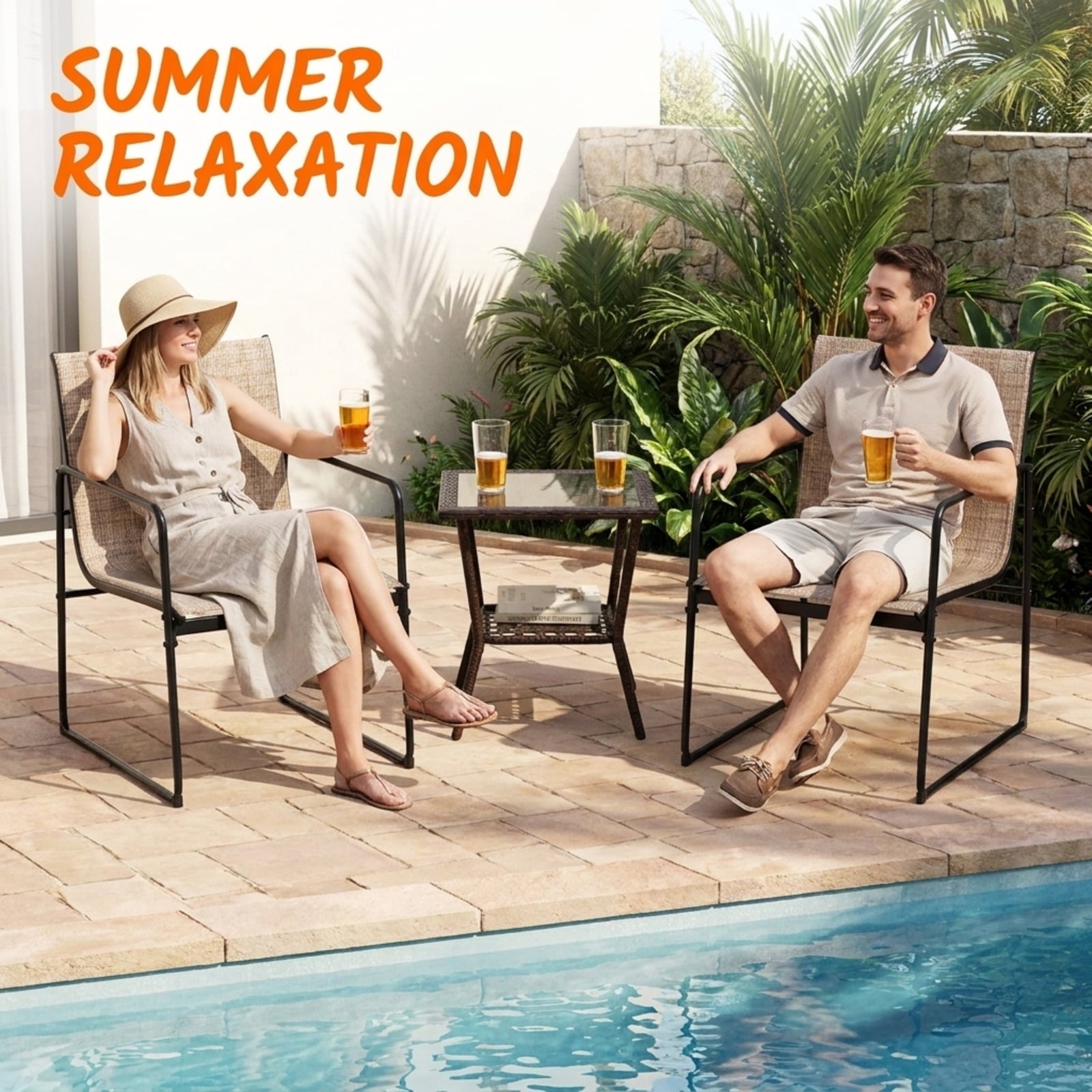 Biotree Outdoor Dining Chairs Set of 4 Patio Furniture Chair with Breathable Seat and BackrestBrown