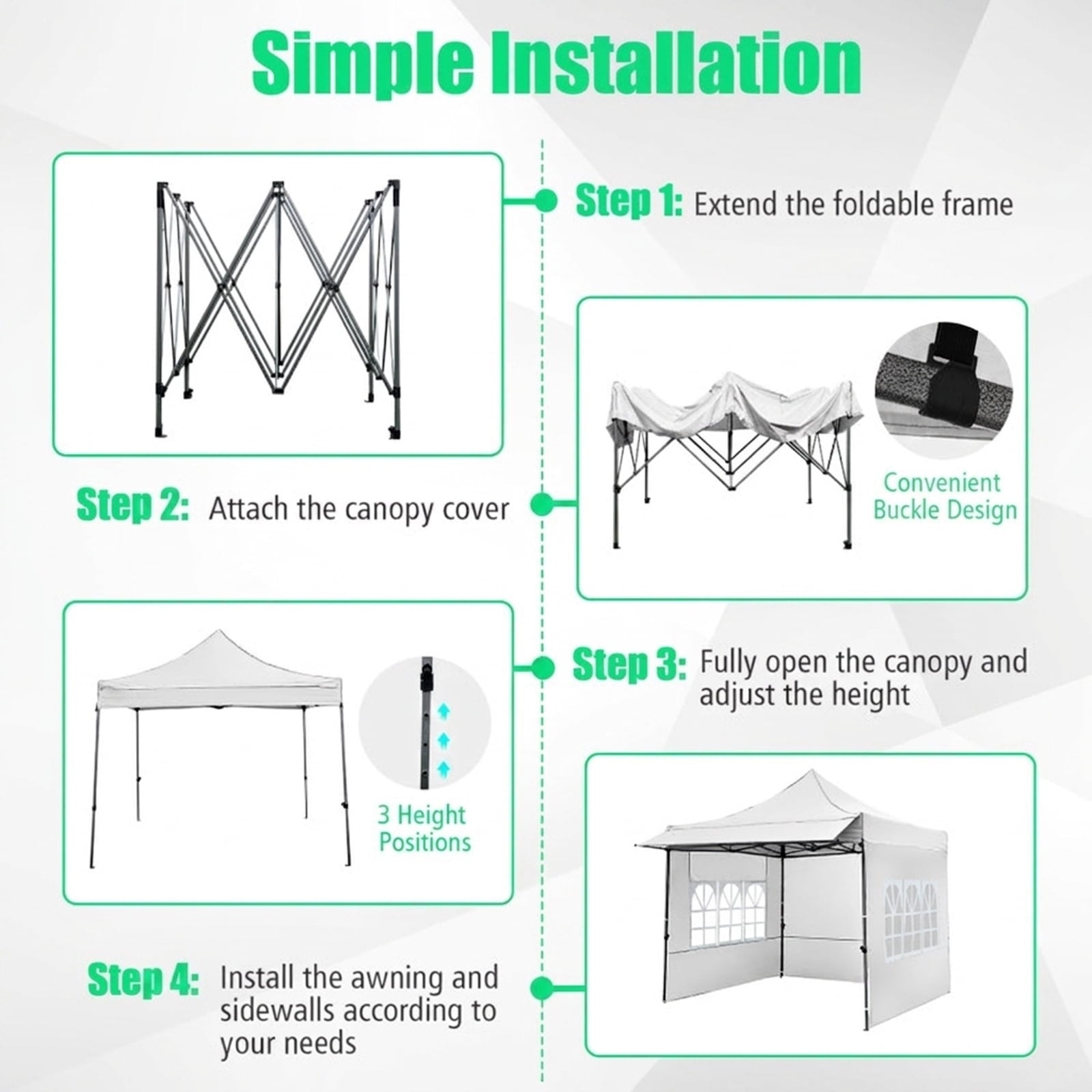 Biotree 10 x 10 FT Pop Up Canopy Tent with 3 Sidewalls, Awning & Wheeled Bag,Waterproof for Outdoor Party Supplier Camping Beach,White
