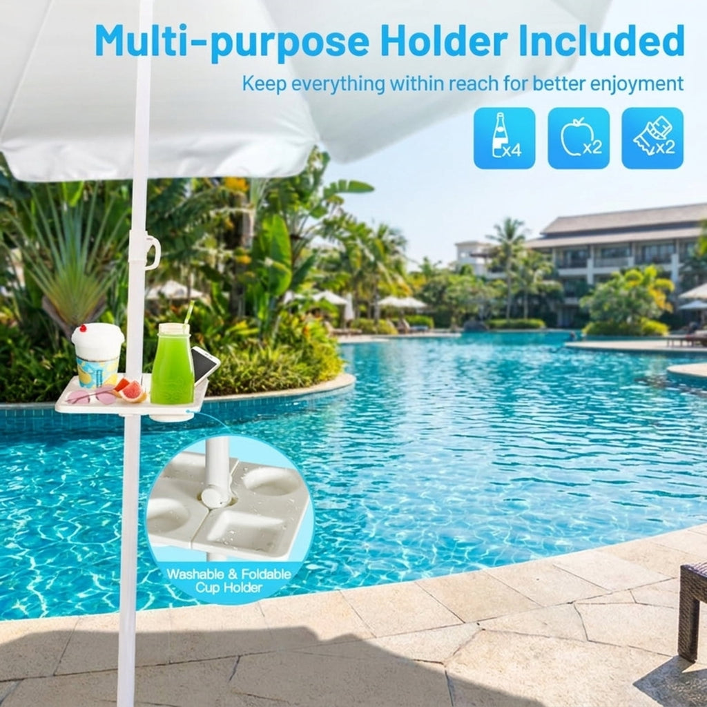 Biotree 7.2 ft Portable Beach Umbrella with Carrying Bag, 8 Ribs, Sand Tilt Mechanism - Blue for Backyard