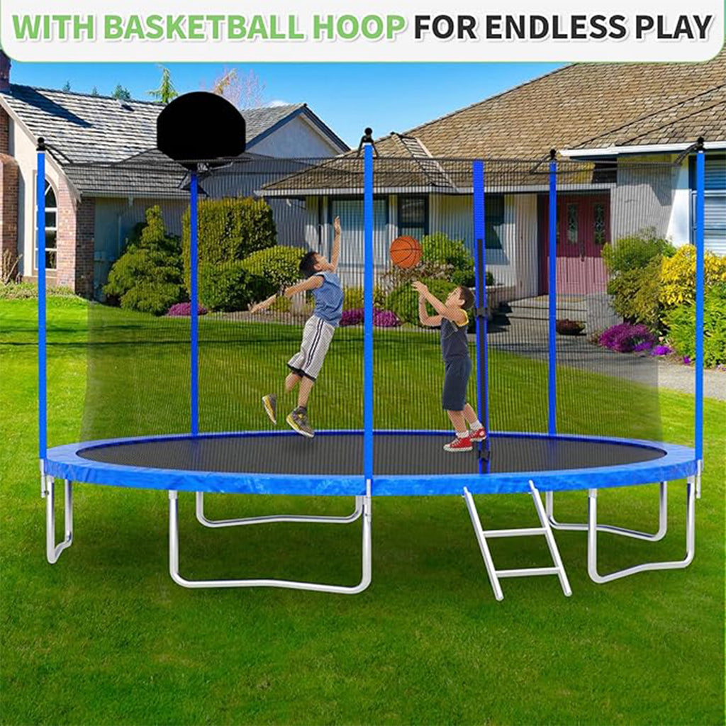 Biotree 12 FT Trampoline for Kids and Adults, Outdoor Trampoline with Basketball Hoop Safety Enclosure Net,Large Load Capacity Heavy-Duty Jumping Trampoline for Boys and Girls