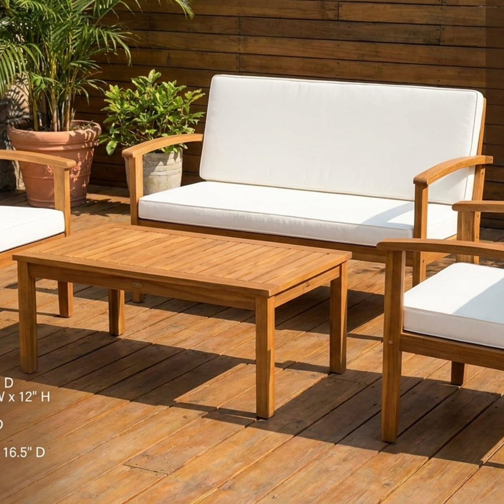 Biotree 4 Piece Patio Furniture Set with Coffee Table for Backyard and Garden Outdoor Conversation Set for Garden Backyard PorchWhite