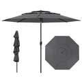 Biotree 10 FT Patio Umbrella, 3-tier Vented Patio Umbrella with Push Button Tilt for Patio Garden Backyard Pool, Brown