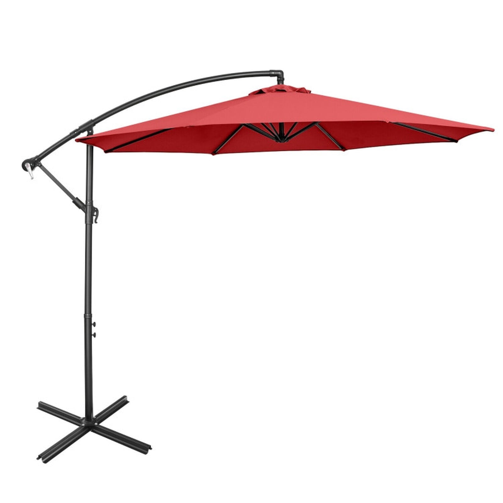 Biotree 10 FT Patio Umbrella, Offset Umbrella with 8 Ribs Cantilever and Cross Base for Patio Garden Backyard Pool, Red