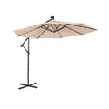 Biotree 10 FT Patio Umbrella, Patio Solar Powered Cantilever Umbrella with Tilting System for Patio Garden Backyard Pool, Beige
