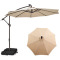 Biotree 10 Feet Cantilever Umbrella with 32 LED Lights and Solar Panel Batteries-Beige Outdoor Backyard