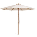 Biotree 10 Feet Patio Umbrella with 8 Wooden Ribs and 3 Adjustable Heights-Beige Deck Garden Pool Outdoor Living