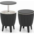 Biotree 10 Gallon Cooler Bar Table Outdoor Coffee Table with Telescopic Tabletop Ice Bucket Table for Beer Wine, Black