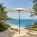 Biotree 10 Solar LED Lighted Patio Market Umbrella Shade Tilt Adjustment Crank-Beige Outdoor Backyard