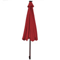 Biotree 10 Solar LED Lighted Patio Market Umbrella Shade Tilt Adjustment Crank-Dark Red Outdoor Backyard