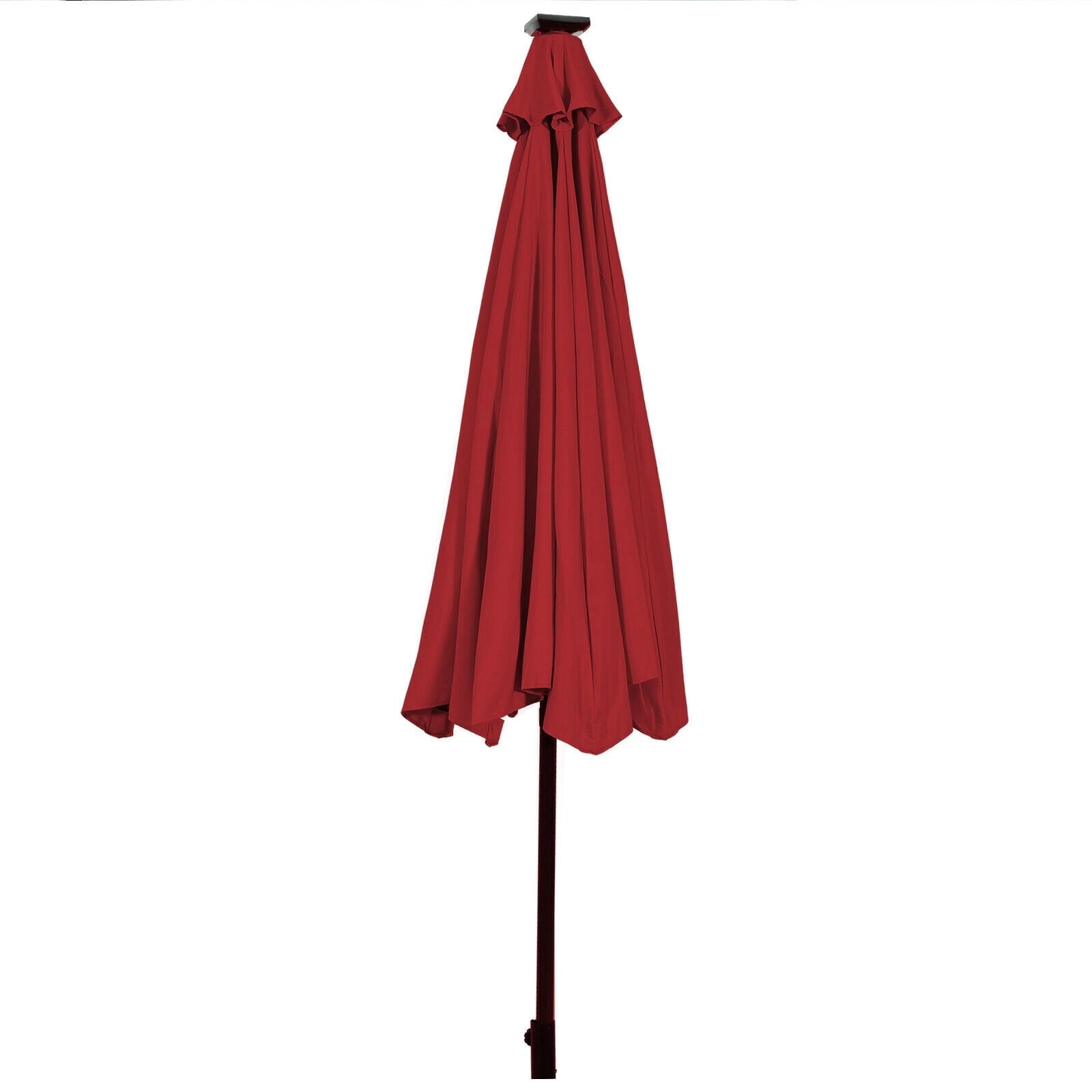 Biotree 10 Solar LED Lighted Patio Market Umbrella Shade Tilt Adjustment Crank-Dark Red Outdoor Backyard
