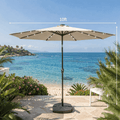 Biotree 10 Solar LED Lighted Patio Market Umbrella Shade Tilt Adjustment Crank-Tan Outdoor Backyard
