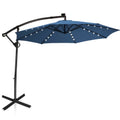 Biotree 10 ft 360¡ã Rotation Solar Powered LED Patio Offset Umbrella-Blue Outdoor Backyard Hanging Deck