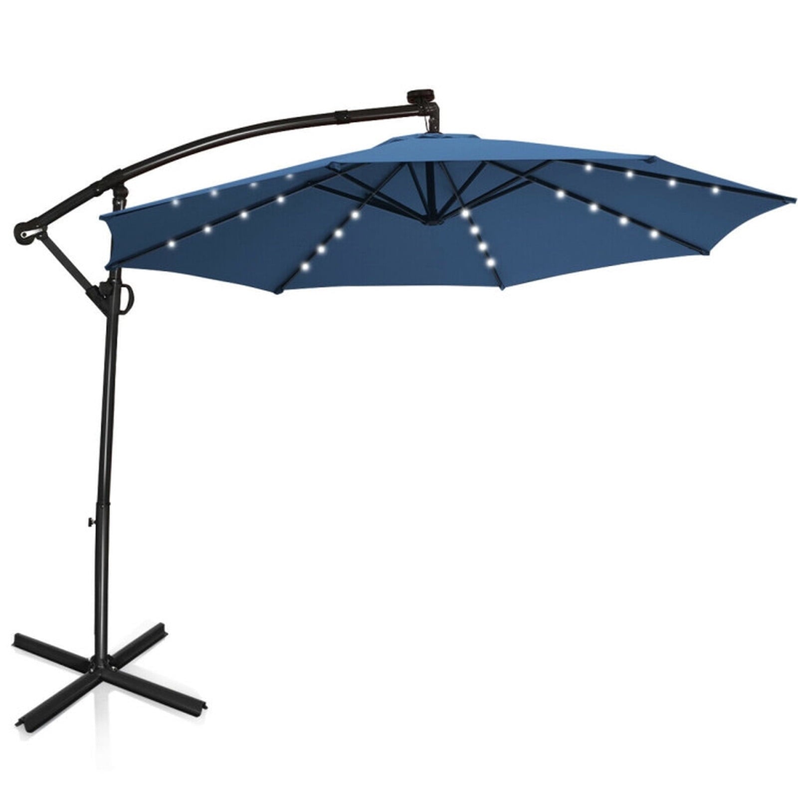 Biotree 10 ft 360¡ã Rotation Solar Powered LED Patio Offset Umbrella-Blue Outdoor Backyard Hanging Deck