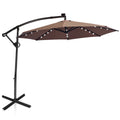 Biotree 10 ft 360¡ã Rotation Solar Powered LED Patio Offset Umbrella without Weight Base-Tan Outdoor Backyard