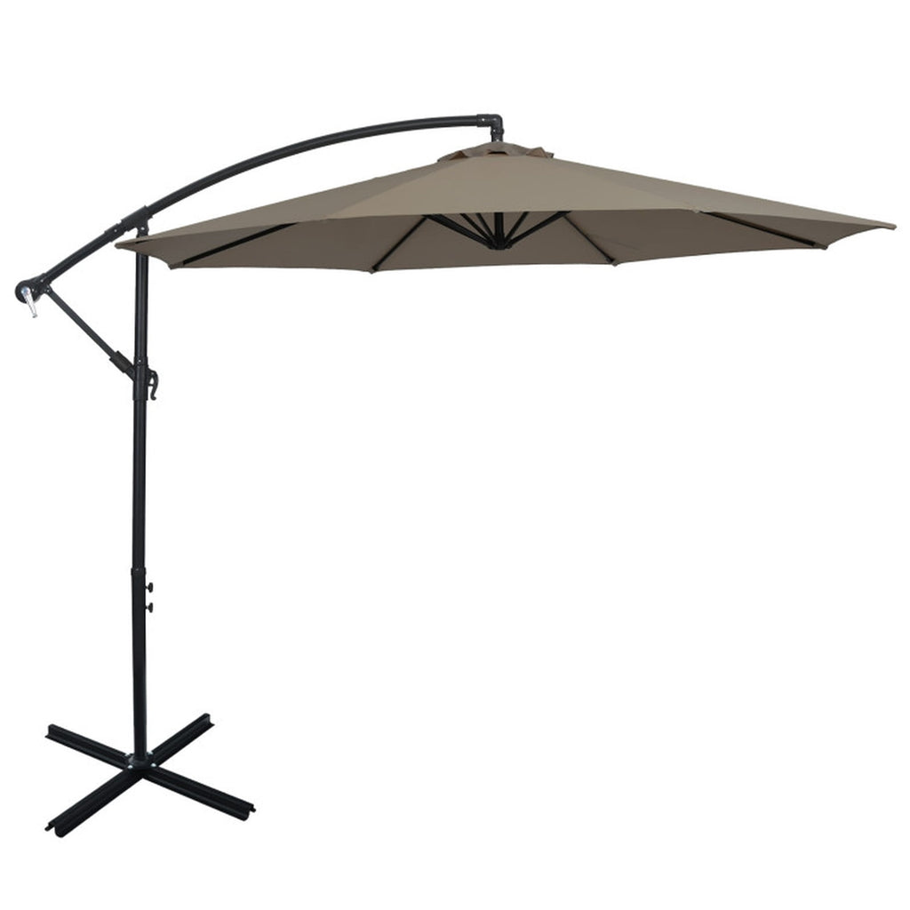 Biotree 10 ft Cantilever Offset Patio Umbrella 8-Rib Outdoor Shade - Brown - UV Protection with Cross Base