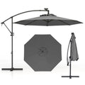 Biotree 10 ft Cantilever Offset Patio Umbrella Solar LED Lights Outdoor Shade - Gray - UV Protection