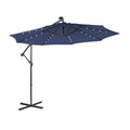 Biotree 10 ft Cantilever Offset Patio Umbrella Solar Powered Outdoor Shade - Blue - UV Protection with Cross Base