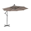 Biotree 10 ft Cantilever Offset Patio Umbrella Solar Powered Outdoor Shade - Brown - UV Protection with Cross Base