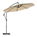 Biotree 10 ft Cantilever Patio Umbrella Offset Hanging with Cross Base, 8 Ribs - Beige for Backyard Garden Poolside