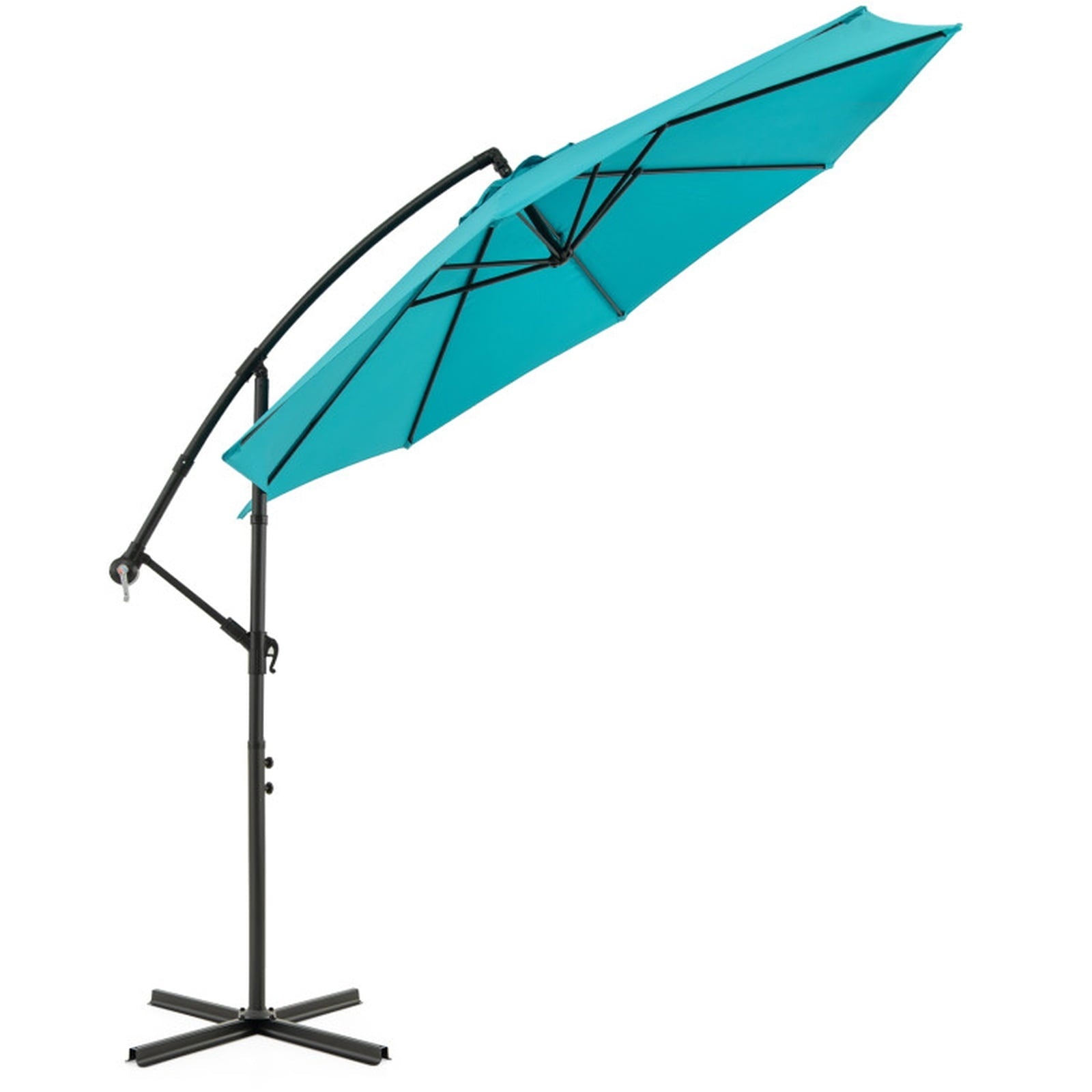 Biotree 10 ft Cantilever Patio Umbrella Offset Hanging with Cross Base, 8 Ribs - Multicolor for Backyard
