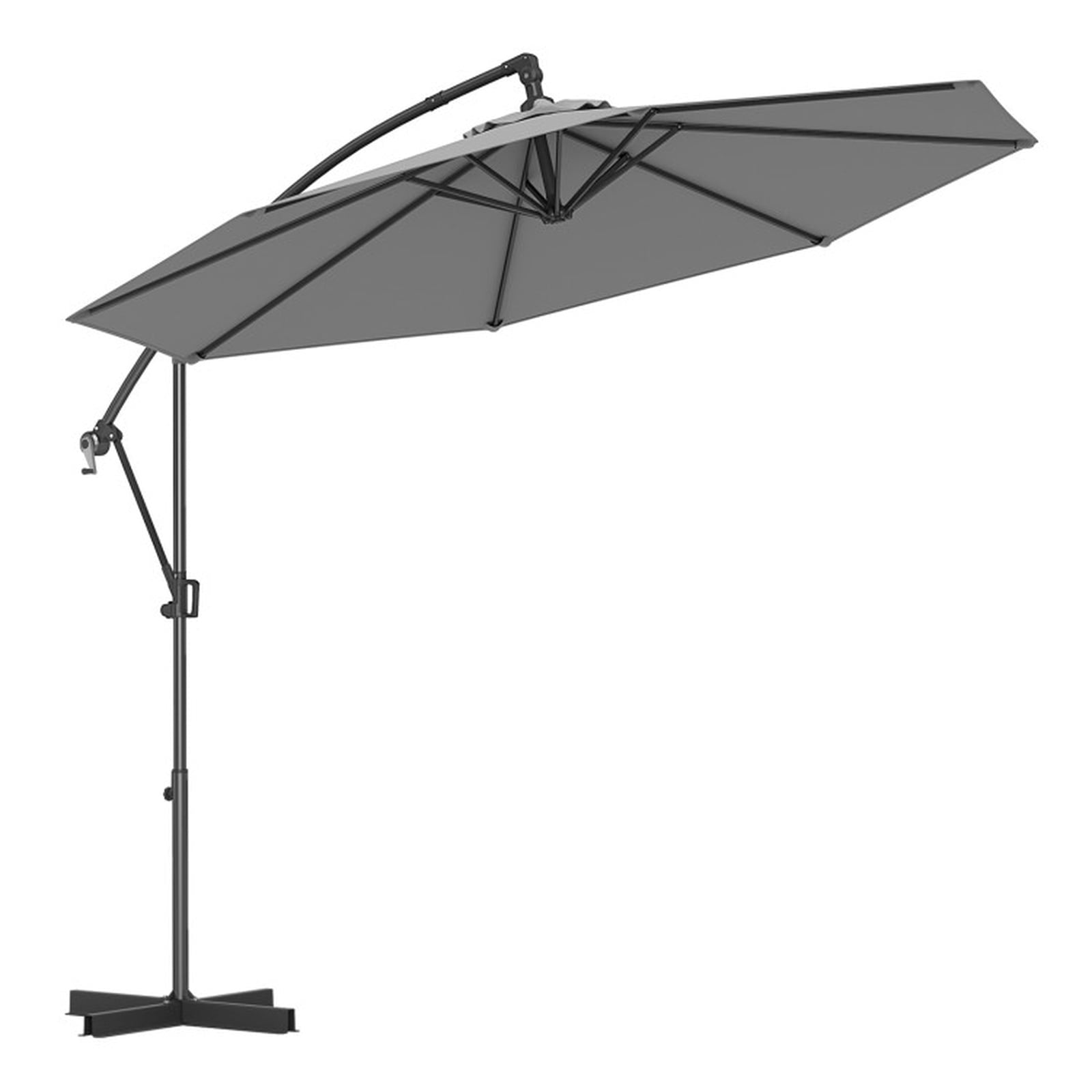 Biotree 10 ft Cantilever Patio Umbrella Offset Hanging with Cross Base, 8 Ribs - Multicolor for Backyard