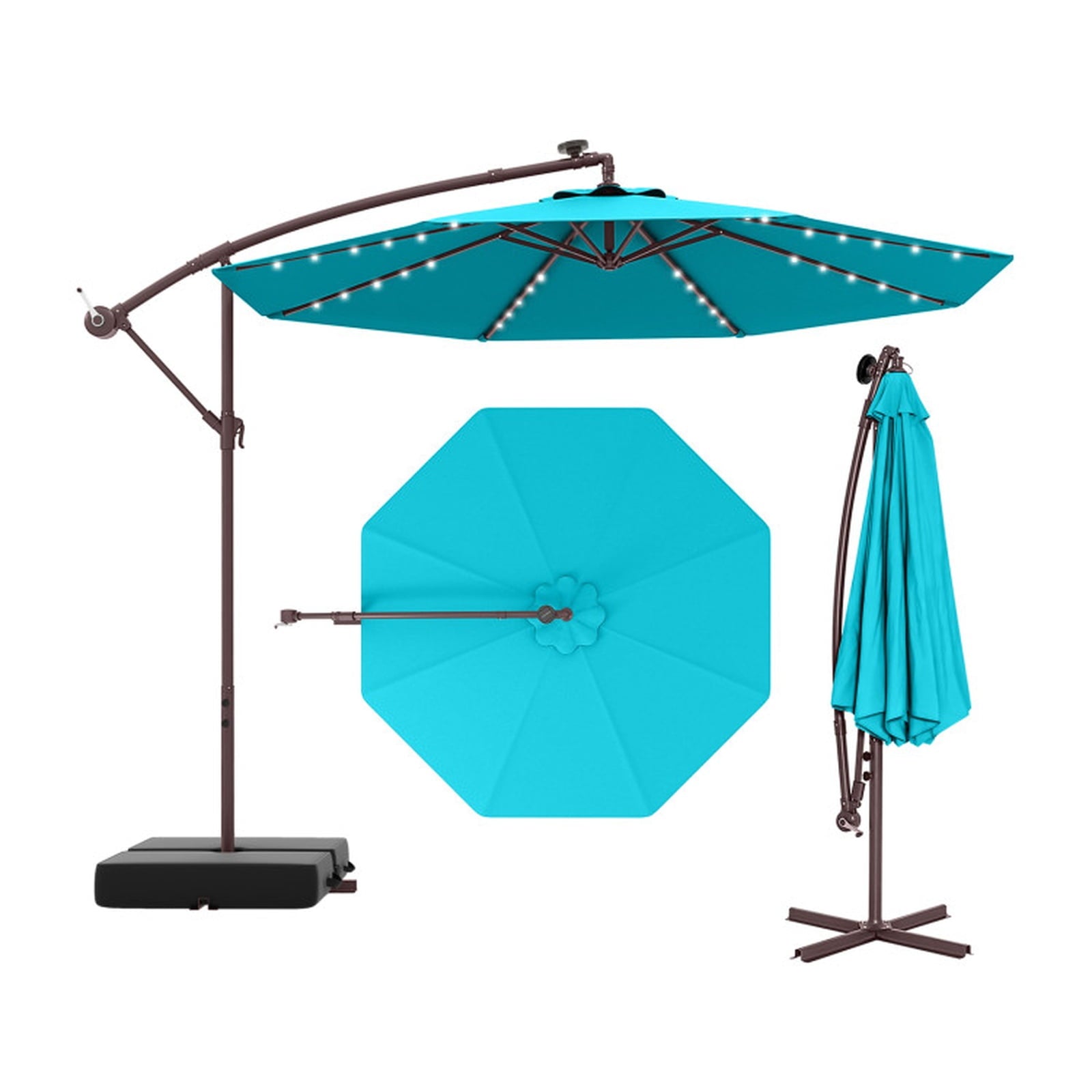 Biotree 10 ft Cantilever Patio Umbrella Offset Hanging with Cross Base, 8 Ribs - Multicolor for Backyard