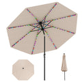 Biotree 10 ft Market Patio Umbrella with Crank and Tilt, 8 Sturdy Ribs, Vented Canopy - Beige for Backyard