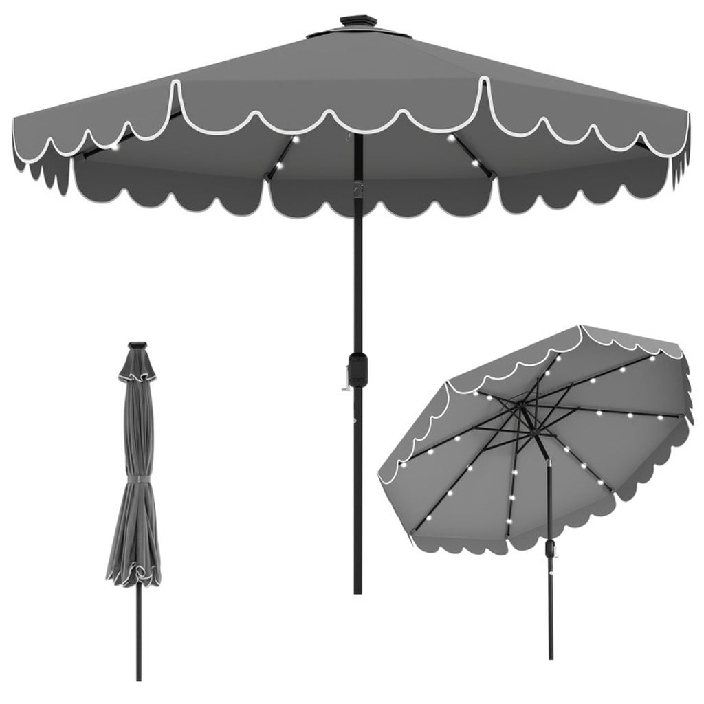 Biotree 10 ft Market Patio Umbrella with Crank and Tilt, 8 Sturdy Ribs, Vented Canopy - Gray for Backyard