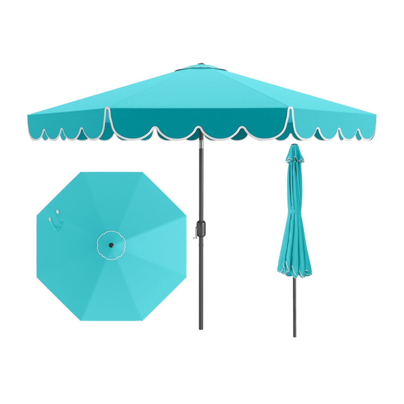 Biotree 10 ft Market Patio Umbrella with Crank and Tilt, 8 Sturdy Ribs, Vented Canopy - Multicolor for Backyard