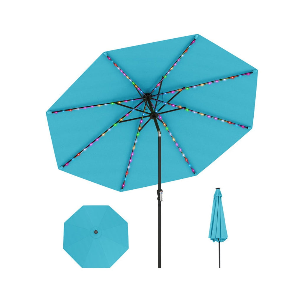 Biotree 10 ft Market Patio Umbrella with Crank and Tilt, 8 Sturdy Ribs, Vented Canopy - Multicolor for Backyard