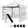 Biotree 10 x 10 FT Pop Up Canopy Tent with 3 Sidewalls, Awning & Wheeled Bag,Waterproof for Outdoor Party Supplier Camping Beach,White