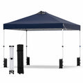 Biotree 10 x 10 Ft Commercial Pop Up Canopy Tent with One-Hand Center Lock, UPF 50+ Vented Outdoor Shelter with Wheeled Bag for Parties, Markets and Camping, Blue