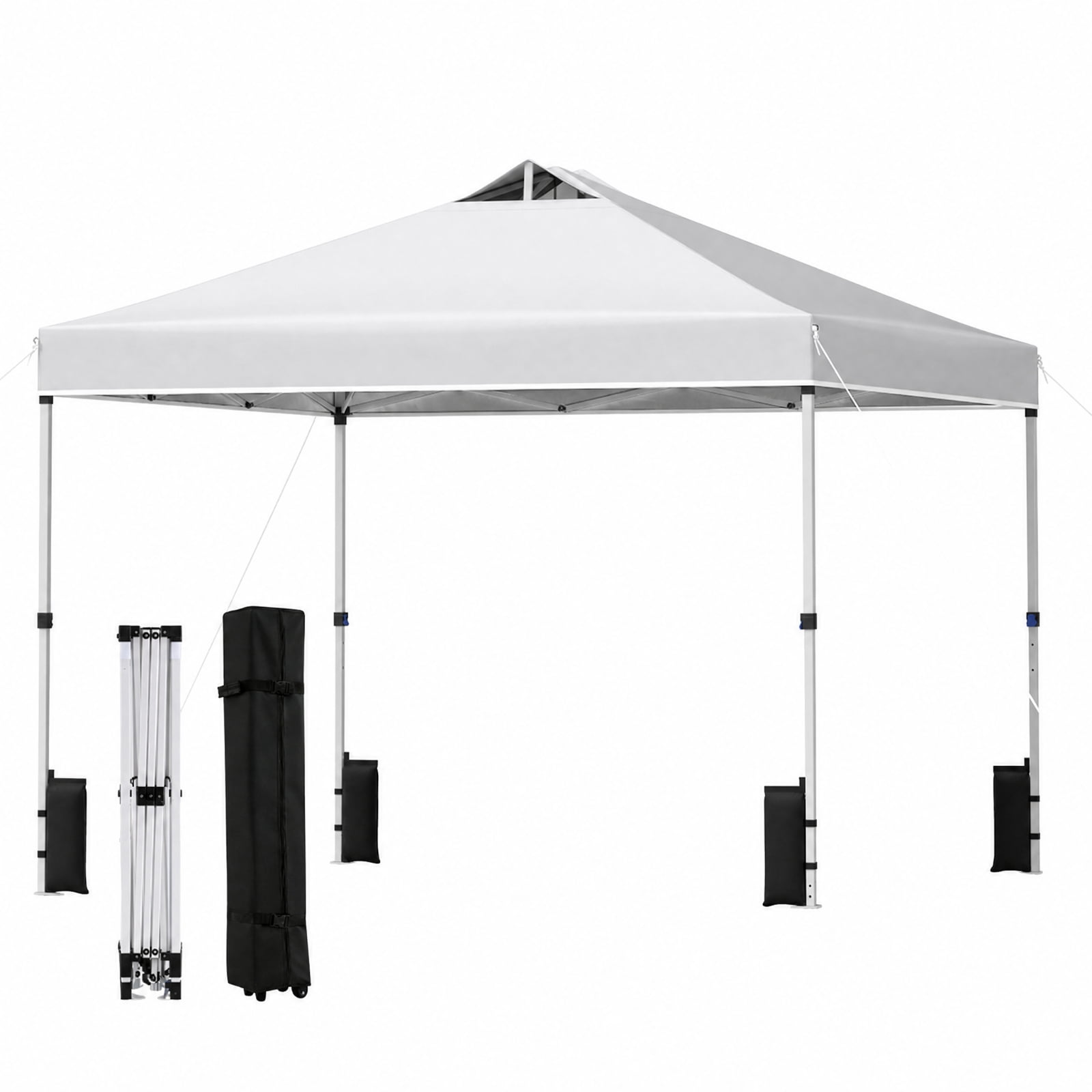 Biotree 10 x 10 Ft Instant Pop Up Canopy, One-Hand Center Lock Vented Shade Tent with Roller Bag for Markets and Parties, White