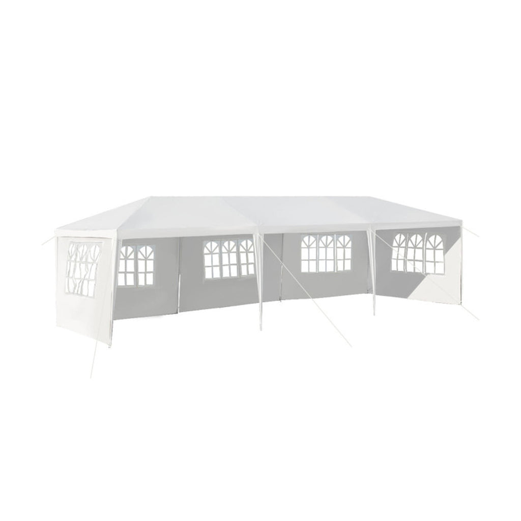 Biotree 10 x 30 Foot Outdoor Event Canopy Tent with 5 Removable Sidewalls Steel Frame PE Roof for Party Wedding Backyard - White