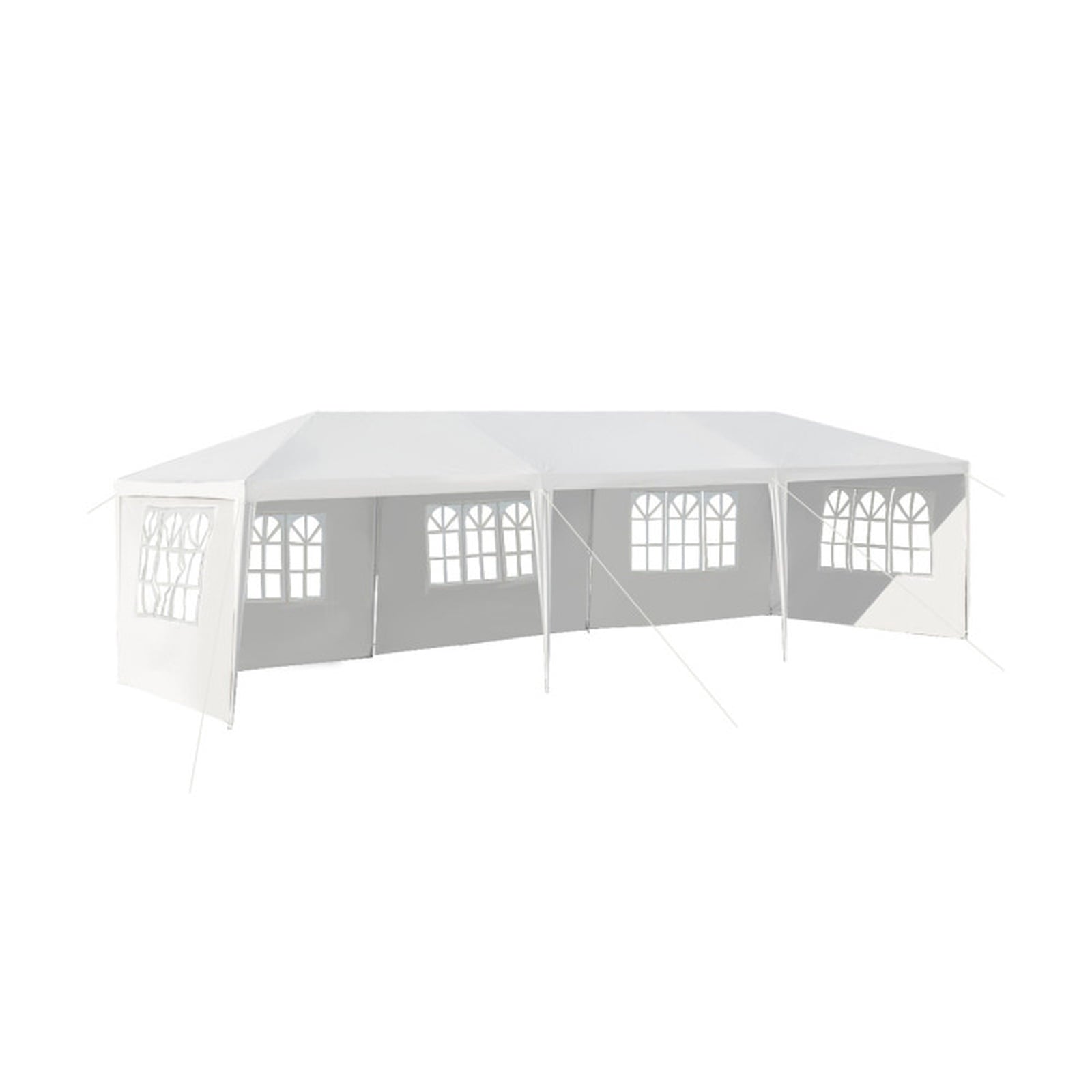 Biotree 10 x 30 Foot Outdoor Event Canopy Tent with 5 Removable Sidewalls Steel Frame PE Roof for Party Wedding Backyard - White