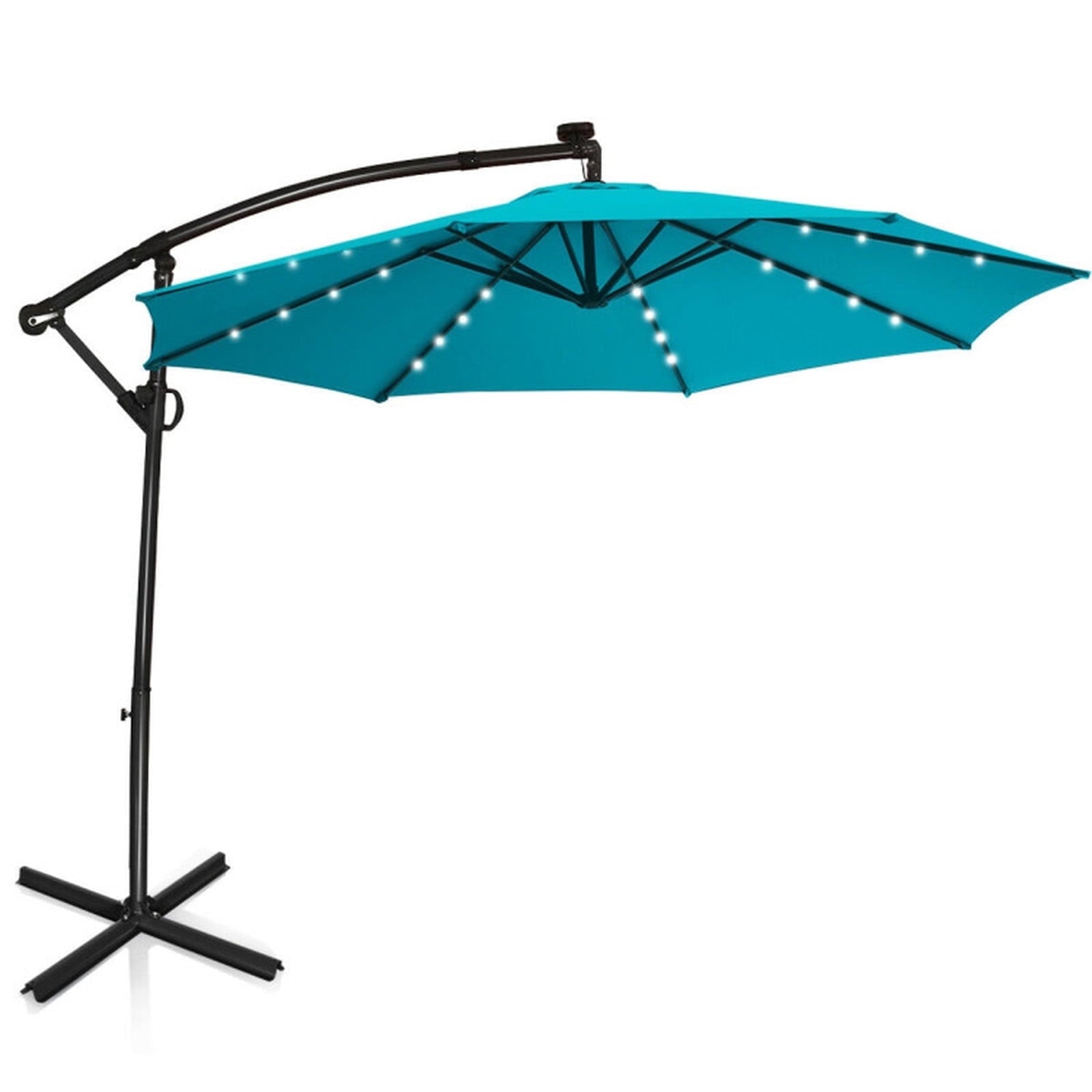 Biotree 10FT 360¡ã Rotation Solar Powered LED Patio Offset Umbrella-Turquoise Outdoor Backyard Hanging