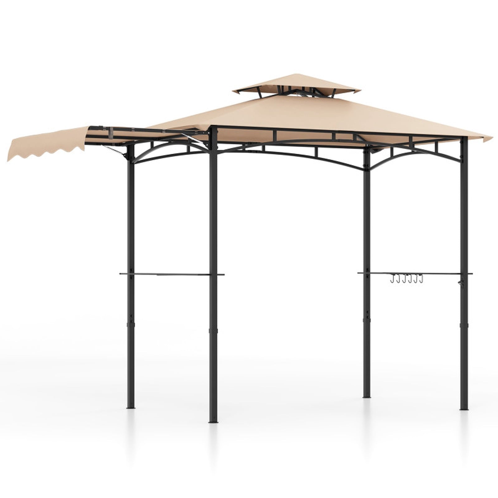 Biotree 11 x 5 FT Grill Gazebo with Side Awning and Double-Tiered Top Beige - Outdoor Patio Backyard Garden Shade Canopy Shelter