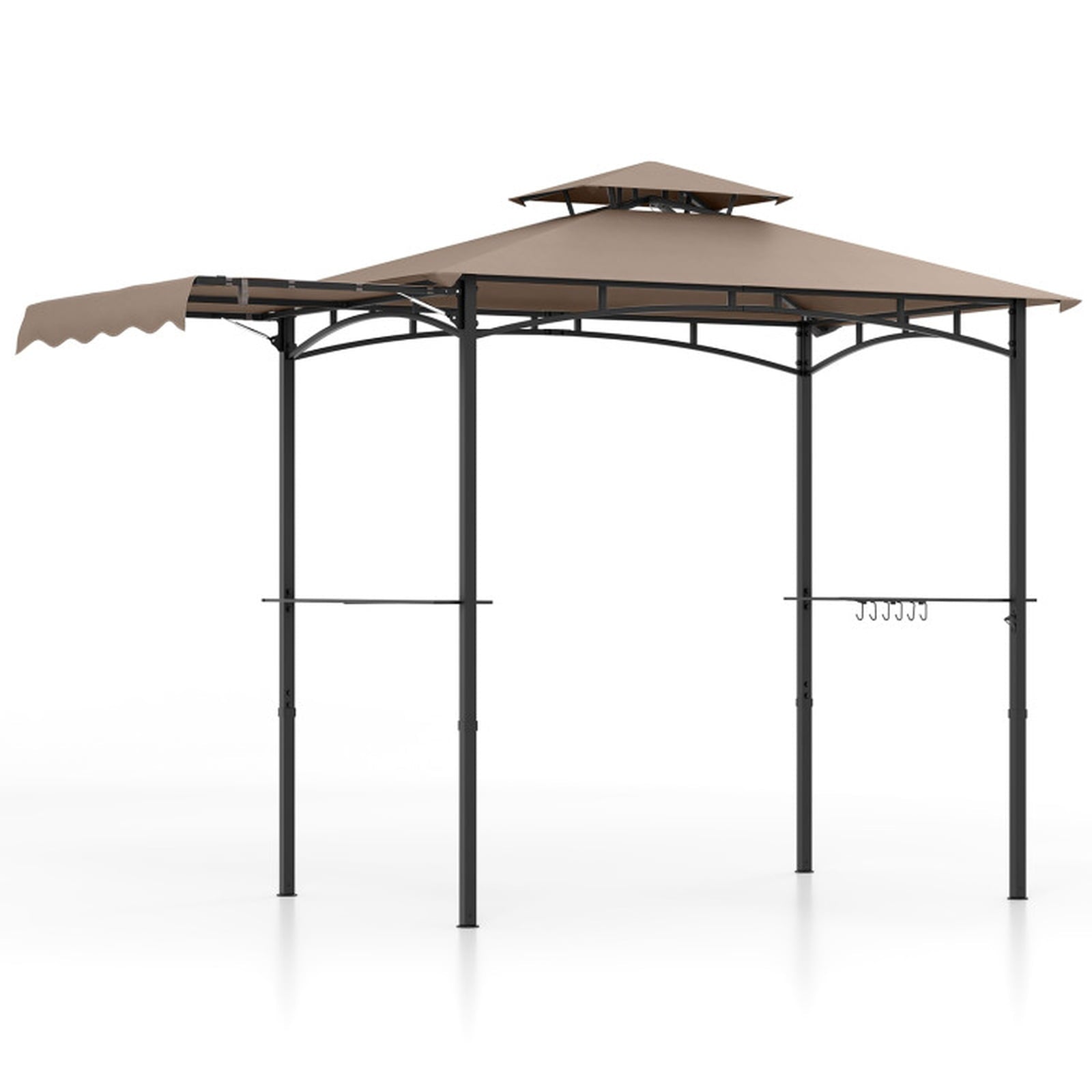 Biotree 11 x 5 FT Grill Gazebo with Side Awning and Double-Tiered Top Brown - Outdoor Patio Backyard Garden Shade Canopy Shelter