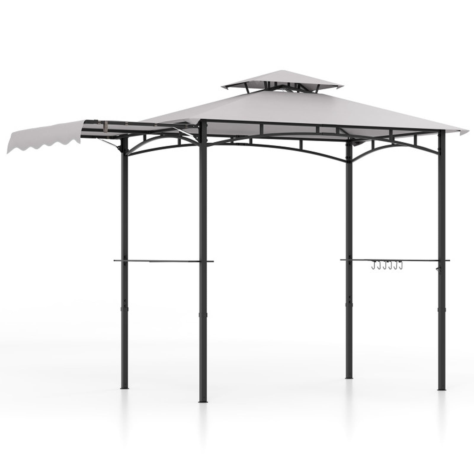 Biotree 11 x 5 FT Grill Gazebo with Side Awning and Double-Tiered Top Gray - Outdoor Patio Backyard Garden Shade Canopy Shelter