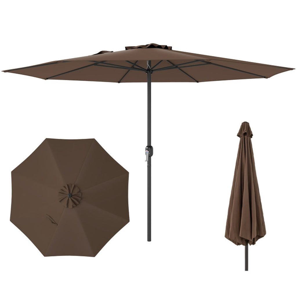 Biotree 12 ft Market Patio Umbrella with Crank and Tilt, 8 Sturdy Ribs, Vented Canopy - Beige for Backyard