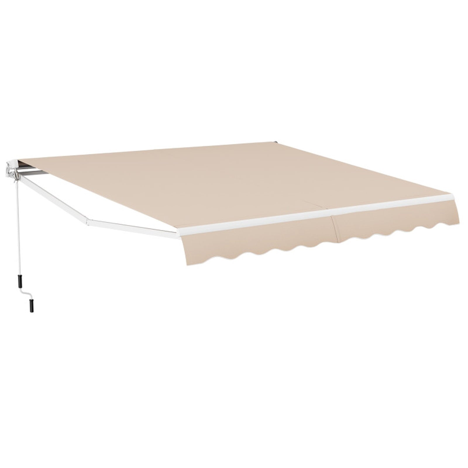 Biotree 12 x 10 Feet Patio Retractable Awning Aluminum Sunshade Shelter for Patio Deck Door Window Sun Rain Protection, Beige