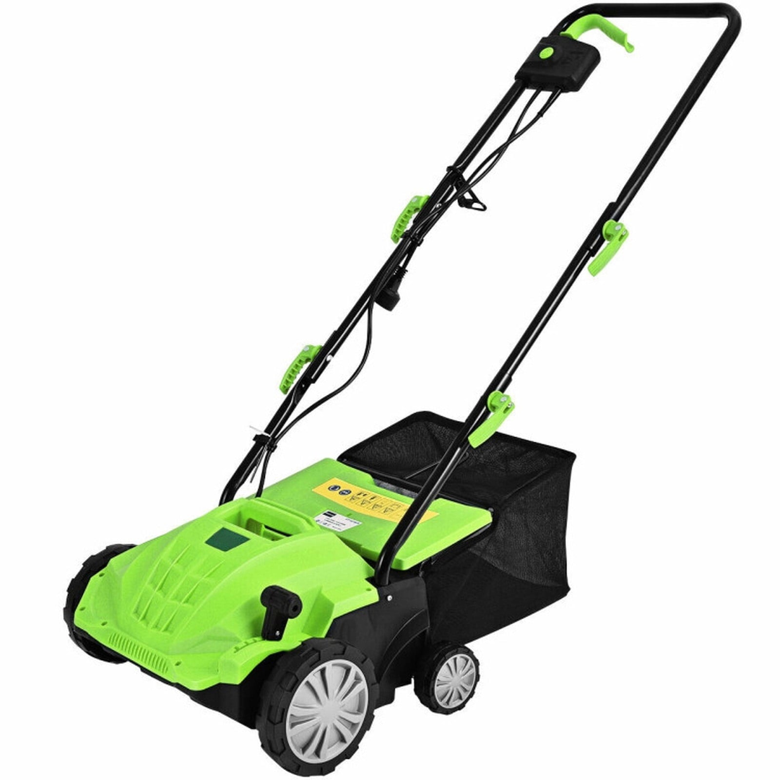 Biotree 13 Inch 12 Amp Electric Scarifier with Collection Bag and Removable Blades for Lawn Garden Yard Soil Care, Green