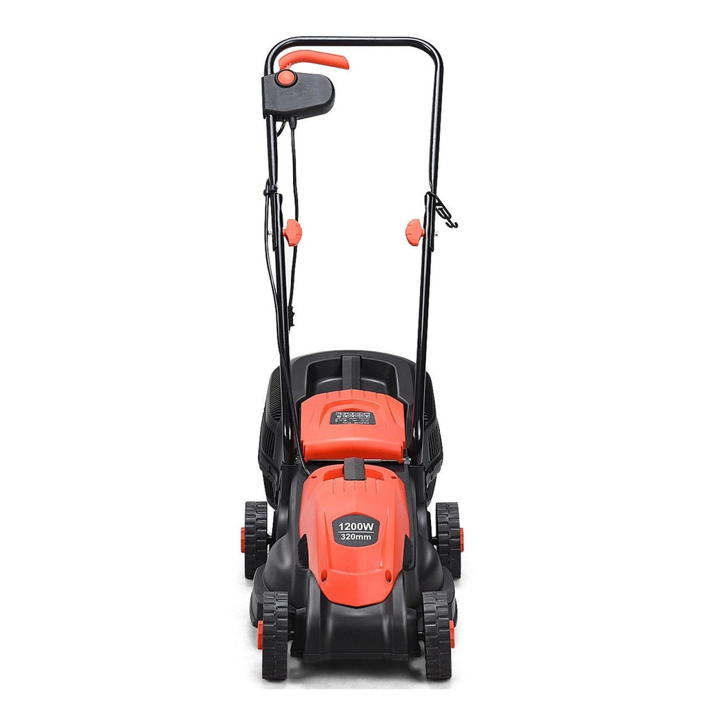Biotree 13 Inch Electric Push Lawn Corded Mower with Grass Bag-Red Eco-Friendly Yard Lawn Care Garden
