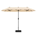 Biotree 13 ft Double-Sided Twin Patio Umbrella Crank Tilt Outdoor Shade - Beige - UV Protection with Cross Base