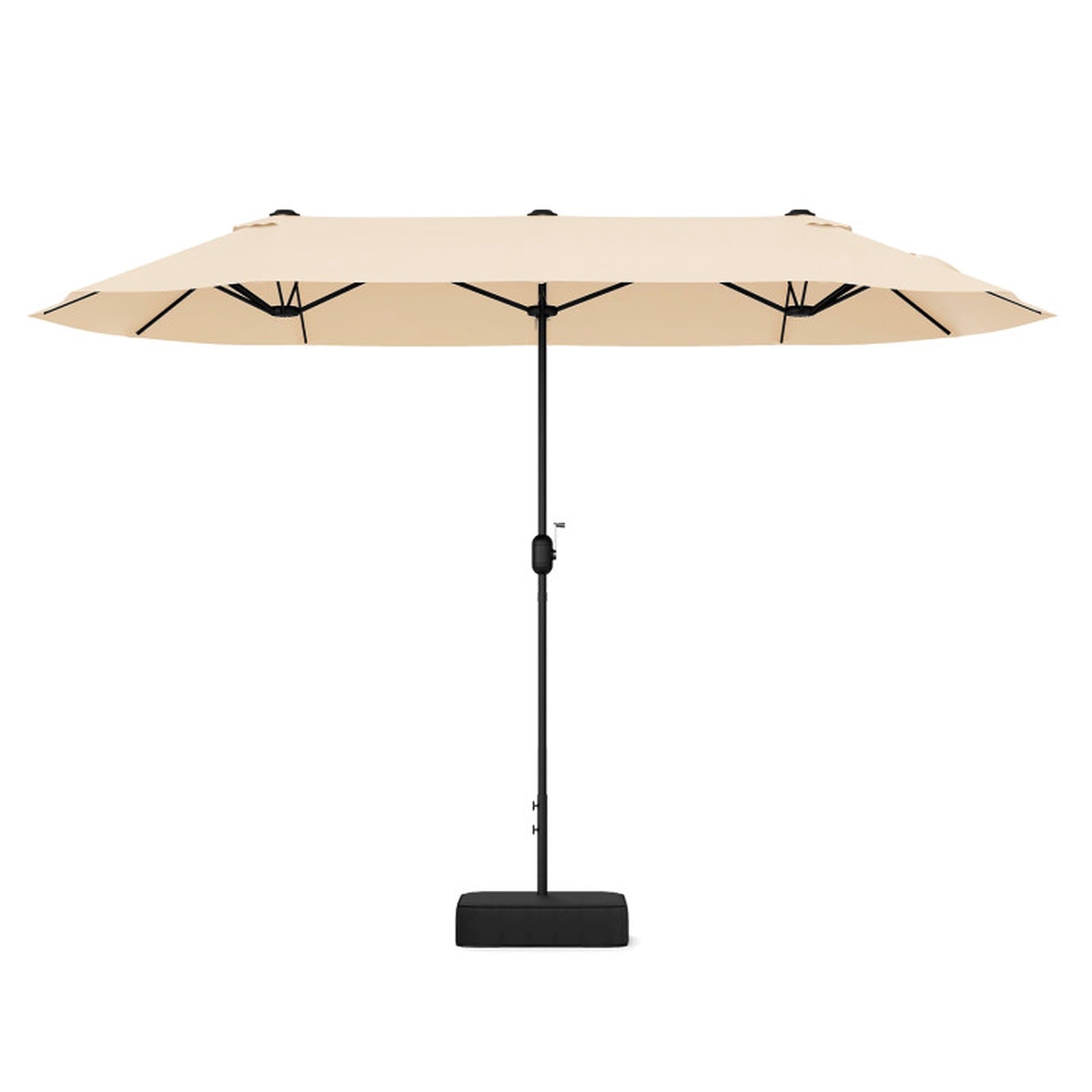 Biotree 13 ft Double-Sided Twin Patio Umbrella Crank Tilt Outdoor Shade - Beige - UV Protection with Cross Base